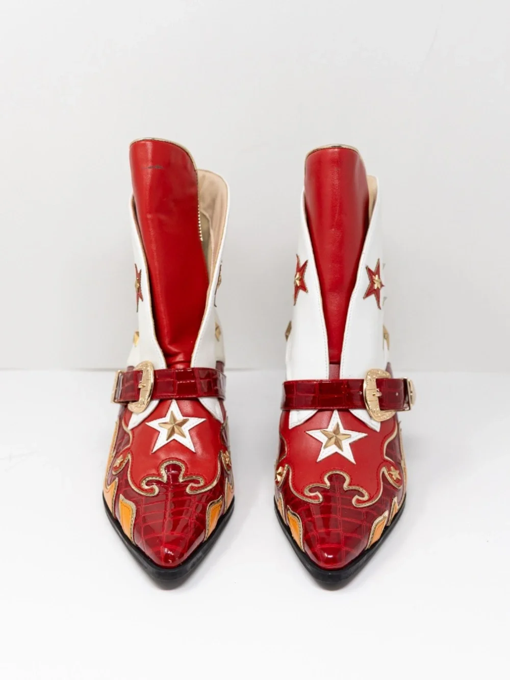 NEW Azalea Wang Channing Faux Vegan Leather Multi Color Western Booties Shoes 7 - Picture 2 of 4